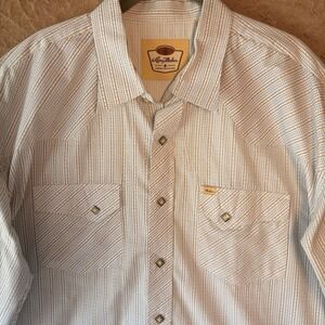 Larry Mahan Western Shirt Mens 2XL White Black Pearl Snap Yoke Pockets